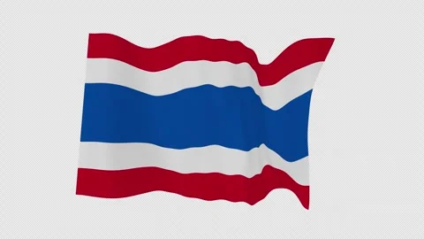 Thailand Flag Fluttering Windblown Alpha Overlay Video stock 342333150