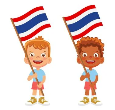 Thailand flag in hand set Stock Illustration