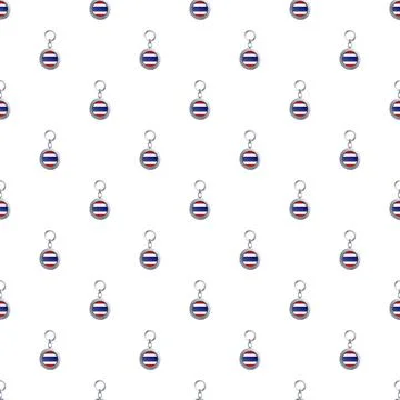 Thailand flag keychain repeating pattern on white background Stock Illustration