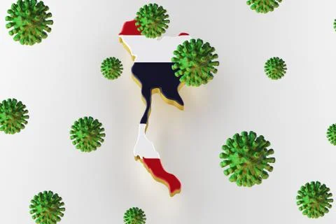 Thailand flag on a map. 3d render Stock Illustration