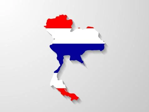 Thailand  flag map with shadow effect Stock Illustration