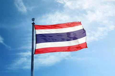 Thailand flag on the mast Stock Photos
