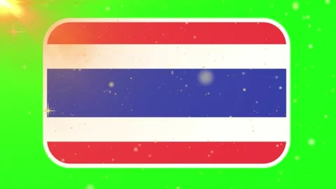Thailand flag rounded rectangle icon floating against vibrant green background Stock Footage 346121626