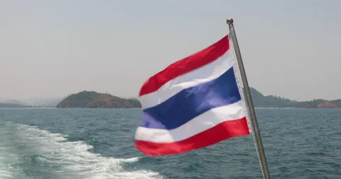 Thailand flag on the sea Stockbeeldmateriaal 243679892