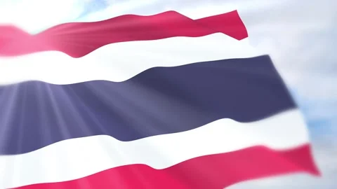 Thailand Flag Seamless Loop 4k 60fps on Sky Background Stock Footage 340621057