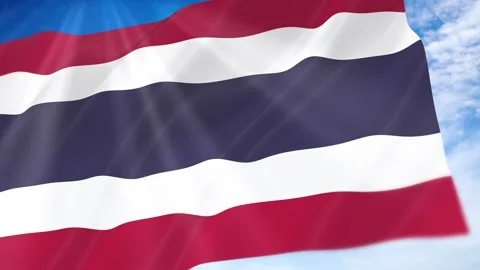 Thailand Flag Seamless Loop 4k 60fps on Sky Background Stock Footage 341678493