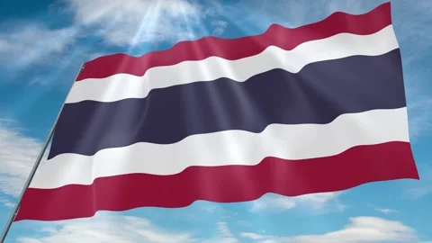 Thailand Flag Seamless Loop 4k 60fps on Sky Background Stock Footage 341750644