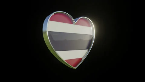 Thailand Flag in the Shape of 3D Heart. Stock Footage 135797117