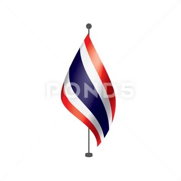 Thai national color red white blue ribbon isolated on white background with  clipping path Stock Photo