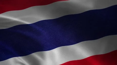 Thailand flag waving closeup with red white blue stripes, patriotic fabric text Stock-Footage 339547384