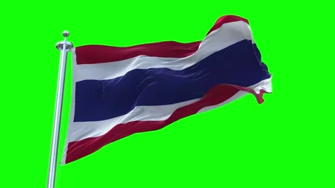 Thailand Flag Waving in Loopable and Textured green screen background Stock Footage 296875895