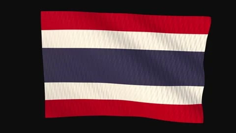 Thailand flag waving in the wind on a black background 動画素材 343214346