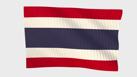 Thailand flag waving in the wind on a grey background Stock Footage 343220699