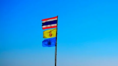 Thailand flags on blue sky background Video stock 36580807