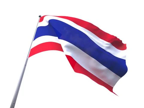 Thailand flying flag isolate on white background. 스톡 일러스트