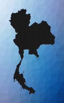 Thailand geometric map. Stencil shape of Thailand in low poly style. Awesom.. Illustrazione stock