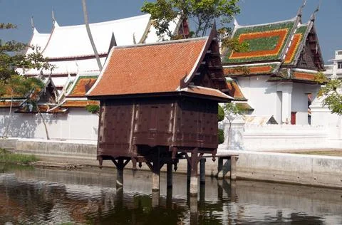  Thailand: Ho trai (scripture library), Wat Yai Suwannaram, Phetchaburi Wa... Stock Photos
