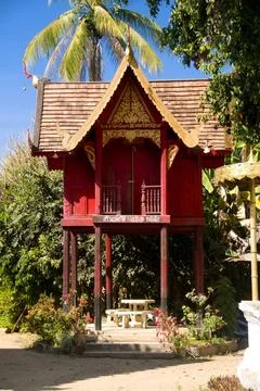  Thailand: Ho trai (scripture library), Wat Puttha En, Mae Chaem, Chiang M... Stock Photos