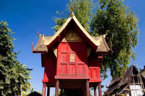  Thailand: Ho trai (scripture library), Wat Puttha En, Mae Chaem, Chiang M... Stock Photos