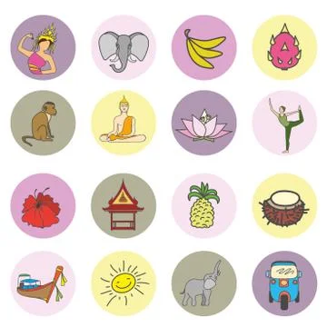 Thailand icon set Stock Illustration
