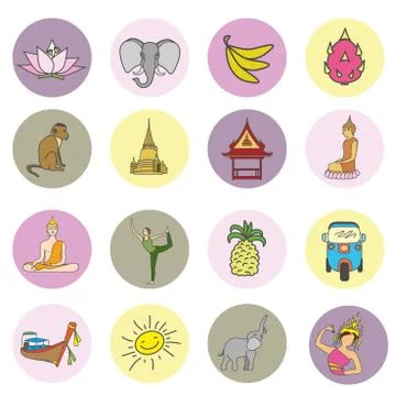 Thailand icon set Stock Illustration