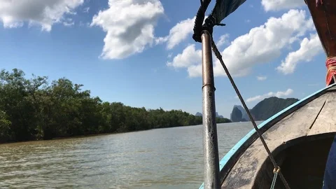 Thailand Longboattrip front view Stock Footage 89385183