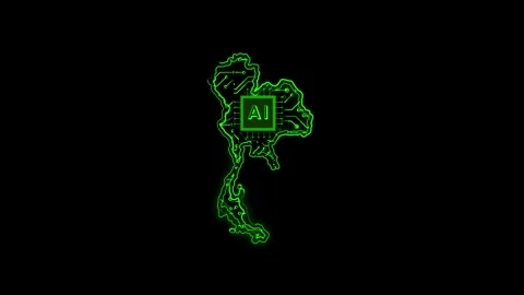 Thailand Map AI Chipset Technology Opener Stock Footage 337082341