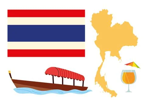 Thailand map and flag Stock Illustration