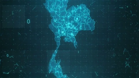 Thailand Map Background Cities Connections Video stock 73451690