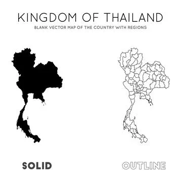 Thailand map. Blank vector map of the Country with regions. Borders of Thai.. Stock Photos