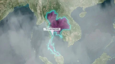 Thailand Map - Clouds Effect Stock Footage 267055411