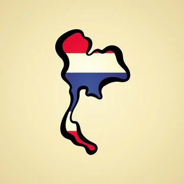 Thailand - Map colored with flag Stock Illustration