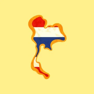 Thailand - Map colored with Thai flag Stock Illustration