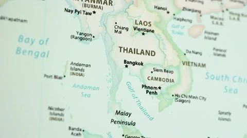 Thailand on a Map (with Defocus) Stock Footage 89715533