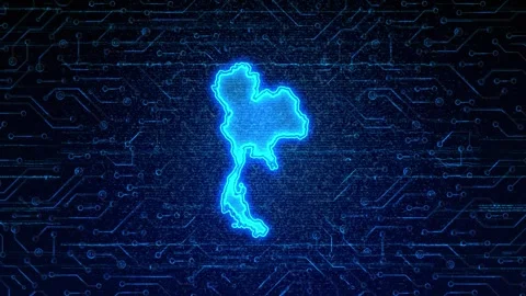 Thailand Map Digital Technology Opener Stock Footage 335082495