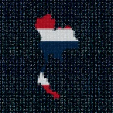 Thailand map flag on hex code illustration Illustrazione stock