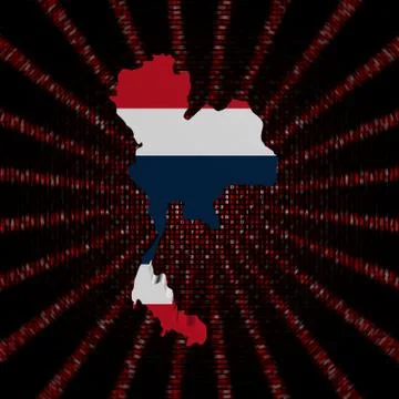 Thailand map flag on red hex code burst illustration Stock-Illustration