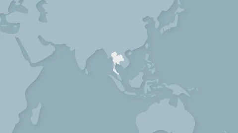 Thailand Map Highlighted on World Map, Southeast Asia Country Illustration Stock Footage 339229380