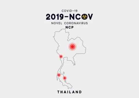 Thailand Map infographics, Localization of the outbreak of Virus Covid 19. No Stock Illustration