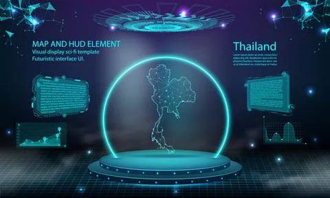 Thailand map light connecting effect background. abstract digital technolog.. Stock Illustration