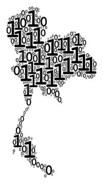 Thailand Map Mosaic of Binary Digits 스톡 일러스트