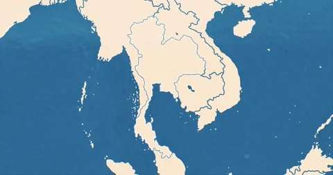 A thailand map with most important cities and frontier lines 스톡 동영상 337432302