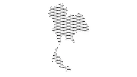 Thailand map from particles, dots. Digital silhouette. Abstract animation b.. Stock Footage 287875574