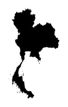 Thailand map silhouette vector isolated on white background. Illustration