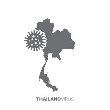 Thailand map with a virus microbe. Illness and disease outbreak Stock Illustration