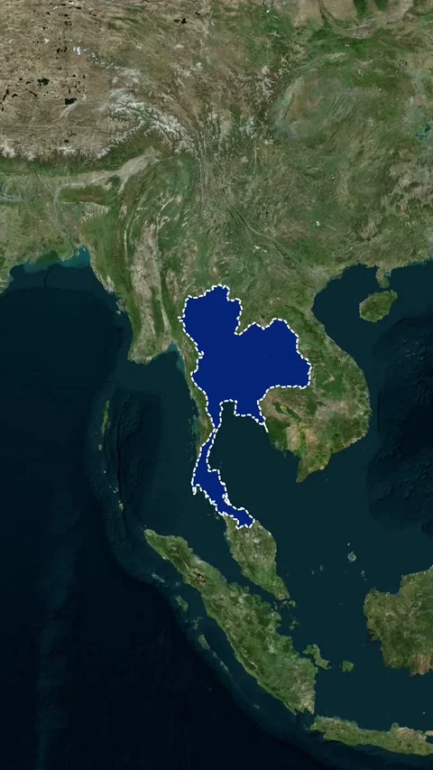 Thailand National Border Vertical Map Topography Animation 4K 库存影片 329918037