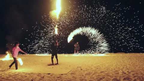 Thailand. Night. Fire show Stock Footage 274050574