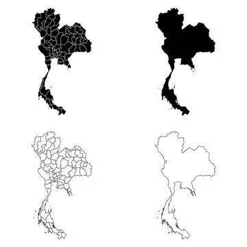 Thailand Outline and Solid Fill Map Set. Stock Illustration