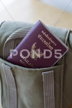 Thailand passport and bag Stock Photos