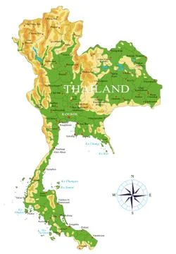 Thailand physical map Stock Illustration